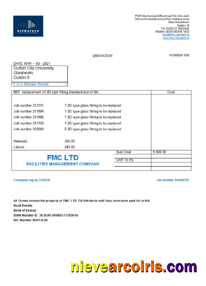 Ireland Ultratech Pvt Ltd invoice